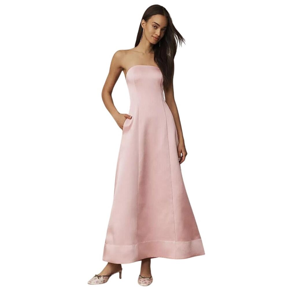 MARE MARE Women's Piper Strapless Fit & Flare Maxi Dress Size M In Light Pink
